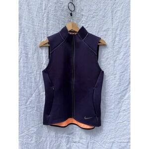 Nike Dri-FIT Running Vest Womens Purple Orange Honeycomb‎ Fleece Full Zip Small
